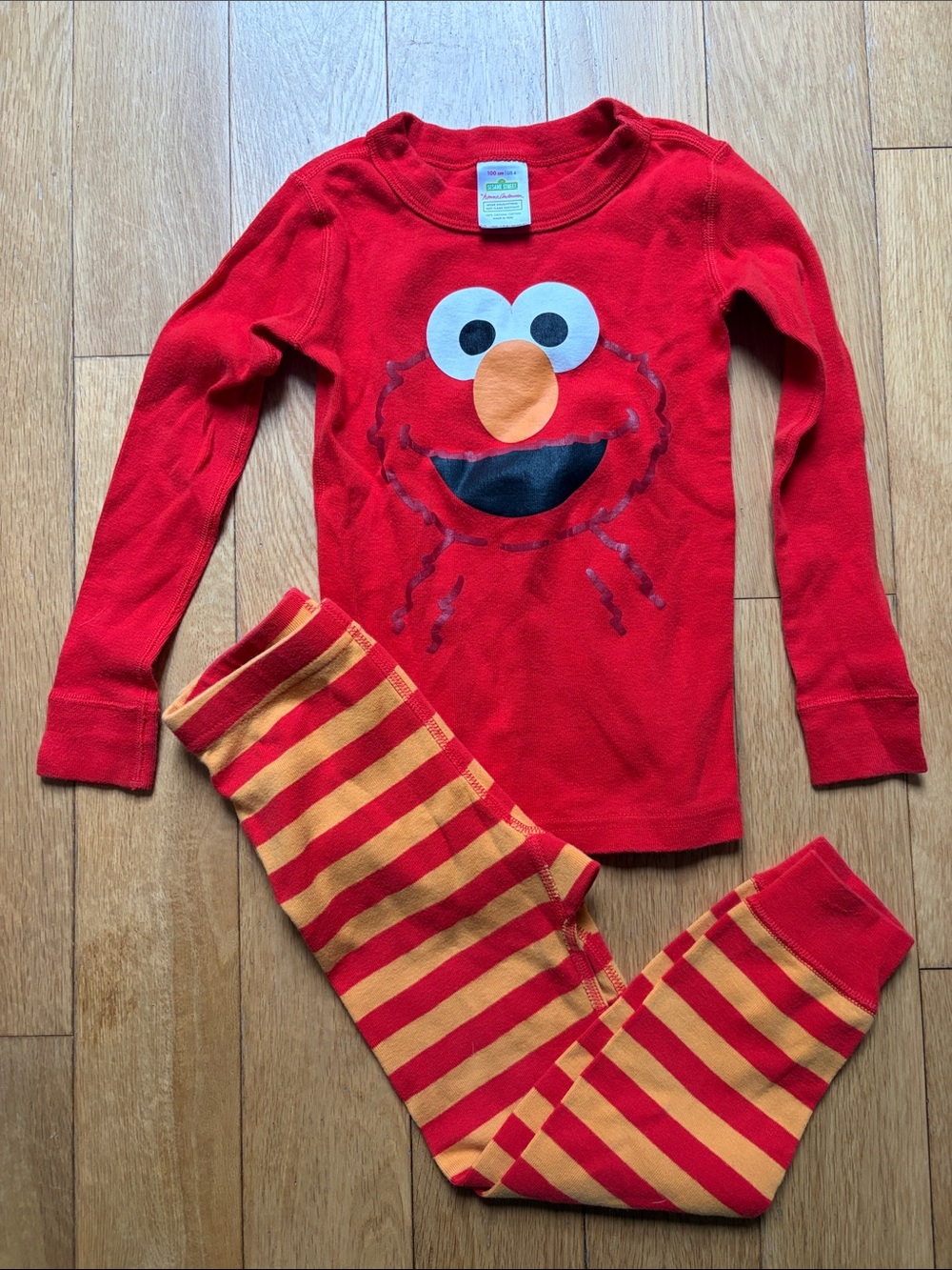 Hanna Andersson Red Elmo Pajama Set with Yellow Stripes